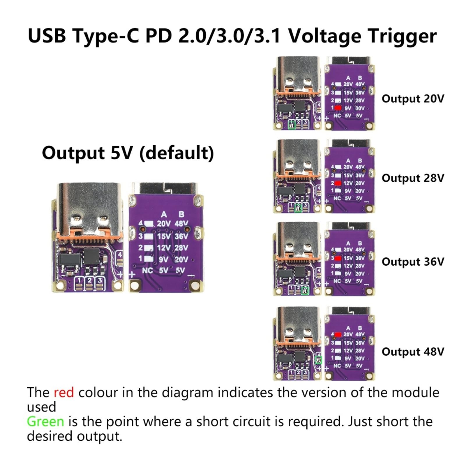 PD QC Decoy Trigger Module 48 V 5A typ C do DC Board 1/5 szt. (1 szt. niskie napięcie)
