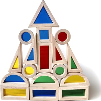 Rainbow Acrylic Block Toy for Toddler,Kids Toy,Rainbow Wooden Building Blocks for Toddler,24 Pcs Stacking Blocks Set,Toddler Montessori Educational Building Toy for Baby Boy Girl Gift