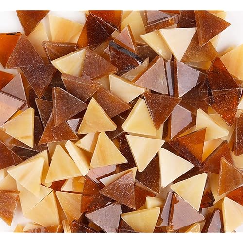 200g Triangle 0.6x0.6 inch Glass Mosaic Tiles Mosaic Tiles Glass for Crafts, Mosaic Tiles for Crafts Glass Mosaic for Jewelry Making - Coffee Blend