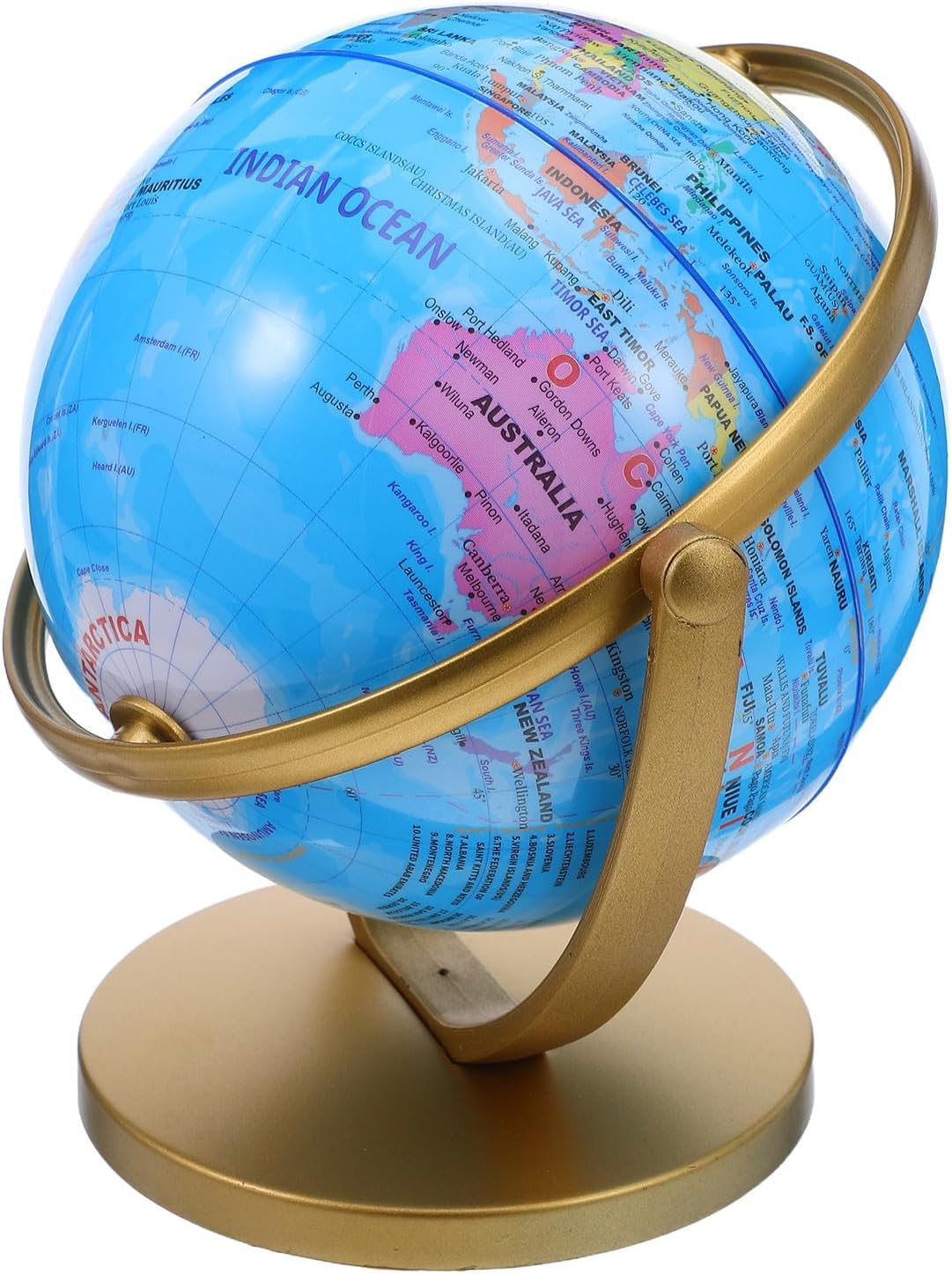 Rotating Desktop Earth Globe with HD Map, 8 Inch Blue Globe for Office Decor, Educational Reference Tool with Abs and Pvc Material, for Study Table and Bookcase Display