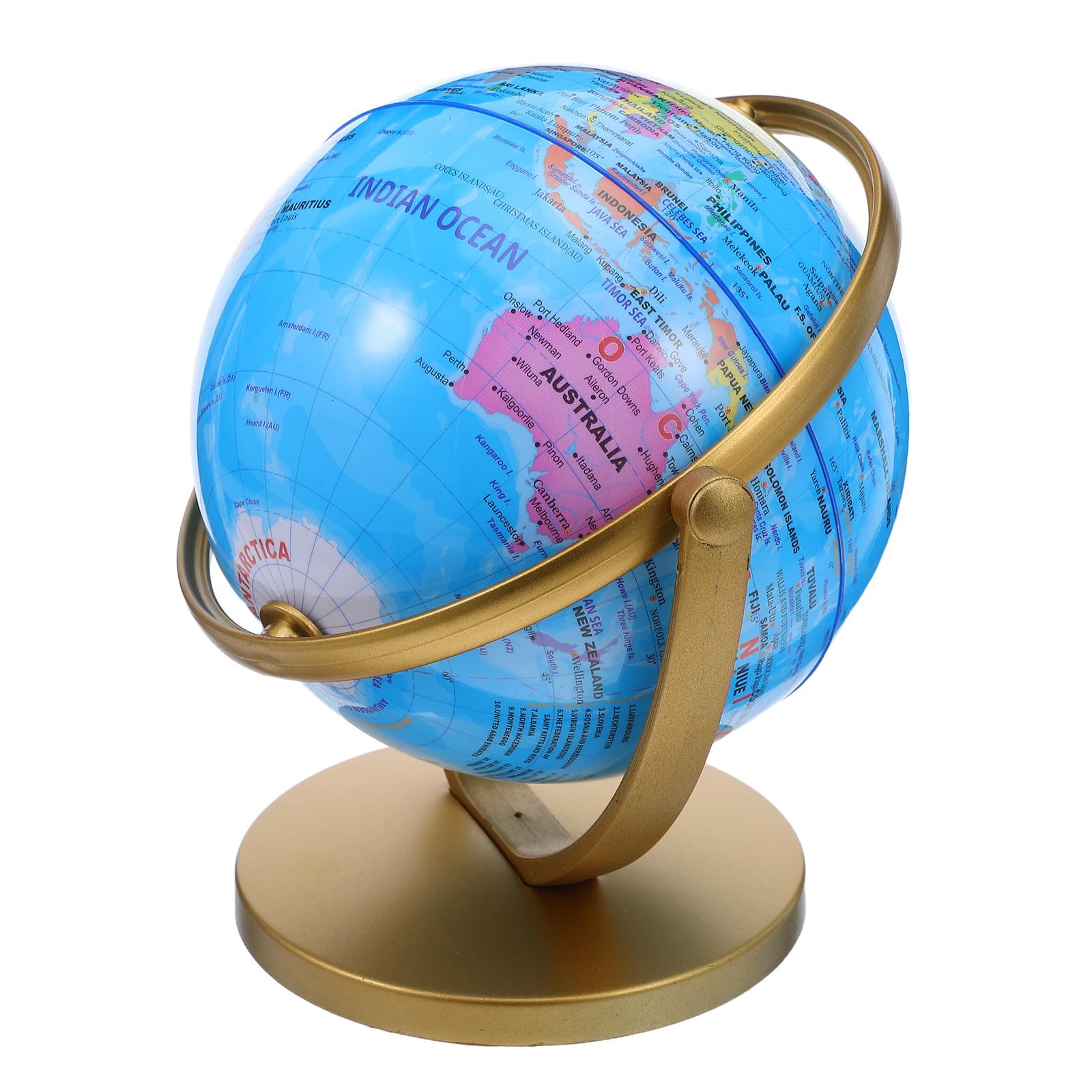 SHINEOFI Globo Terráqueo de Escritorio Azul Clásico con Base Elegante Giratoria 360° para Decoración y Herramienta Educativa de Referencia en Mesa de Estudio
