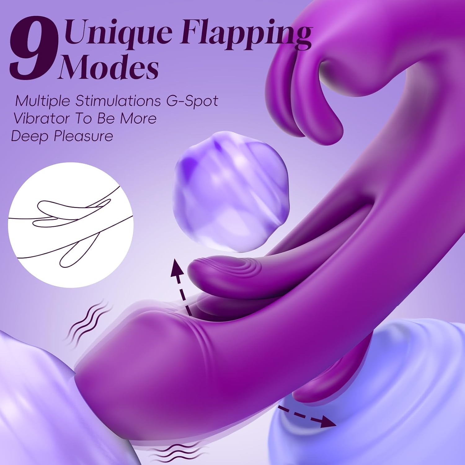 Flapping Rabbit Vibrator Dildo Sex Toys for Women, CumTide 3 in 1 G Spot Stimulator with 9 Rabbit Vibration and 9 Tongue Licking Modes, Rechargeable Adult Toy for Clitoral Nipple Play