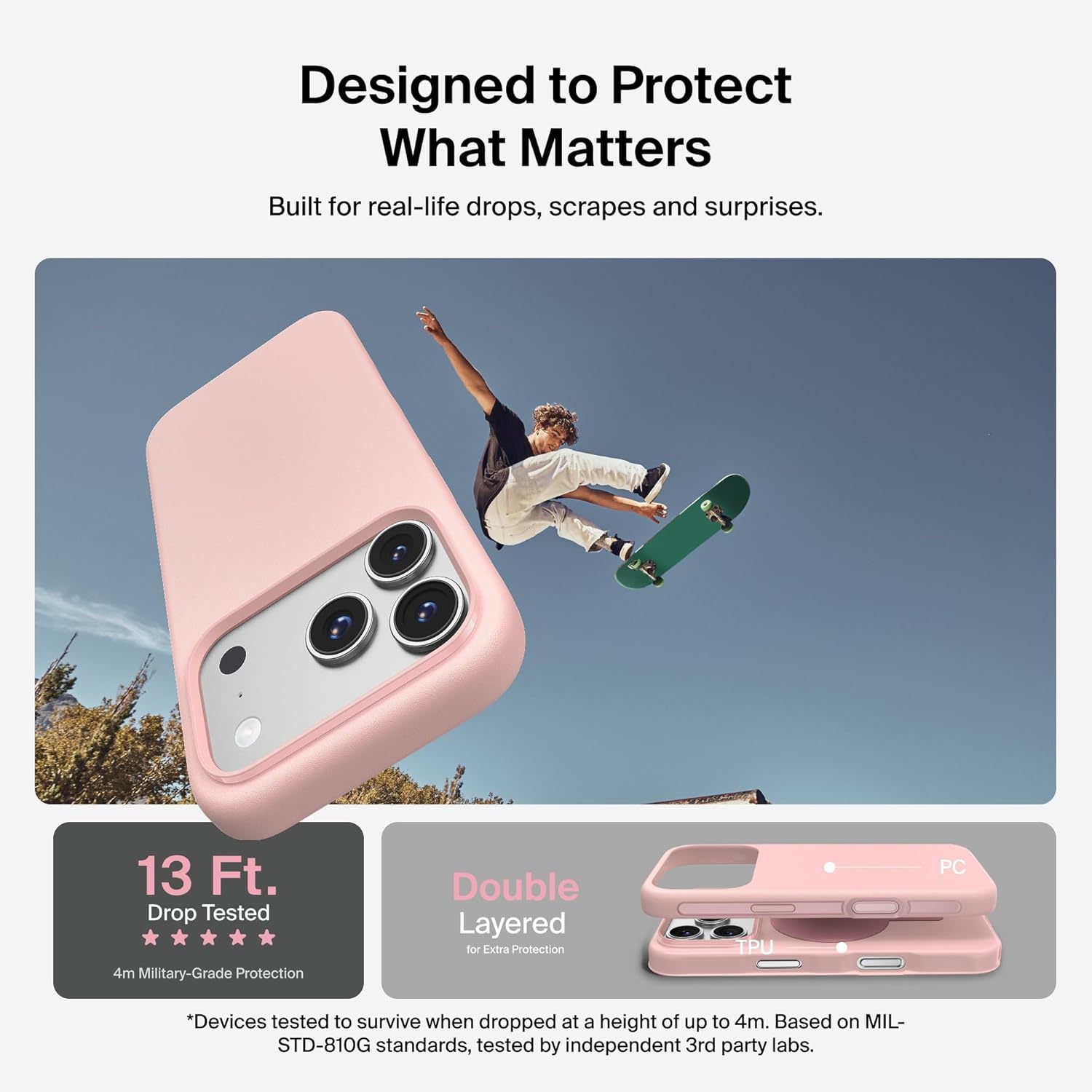 Belkin for iPhone 17 Pro Case, Protect, MagSafe Compatible w/Anti-Scratch & Anti-Yellowing Treated Coating, Touch Sensitive Camera Control - Military Grade, Slim Design, Shockproof, Protective - Image 3