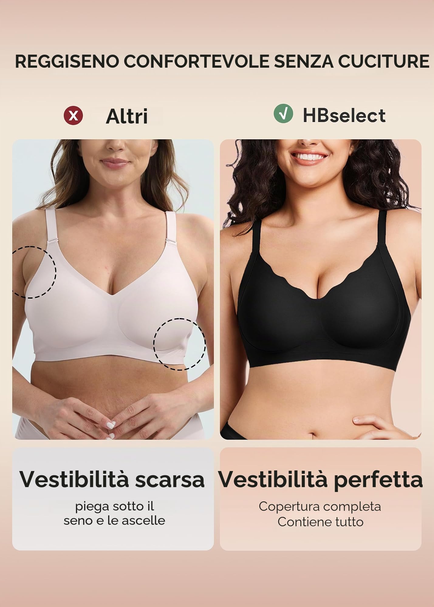 HBselect Reggiseno Senza Ferretto Push Up Gelatina Senza Fili Bralette Donna Senza Cuciture Comodo T-Shirt Reggiseno Invisibile con Jelly Strip Comfort e Supporto Quotidiano