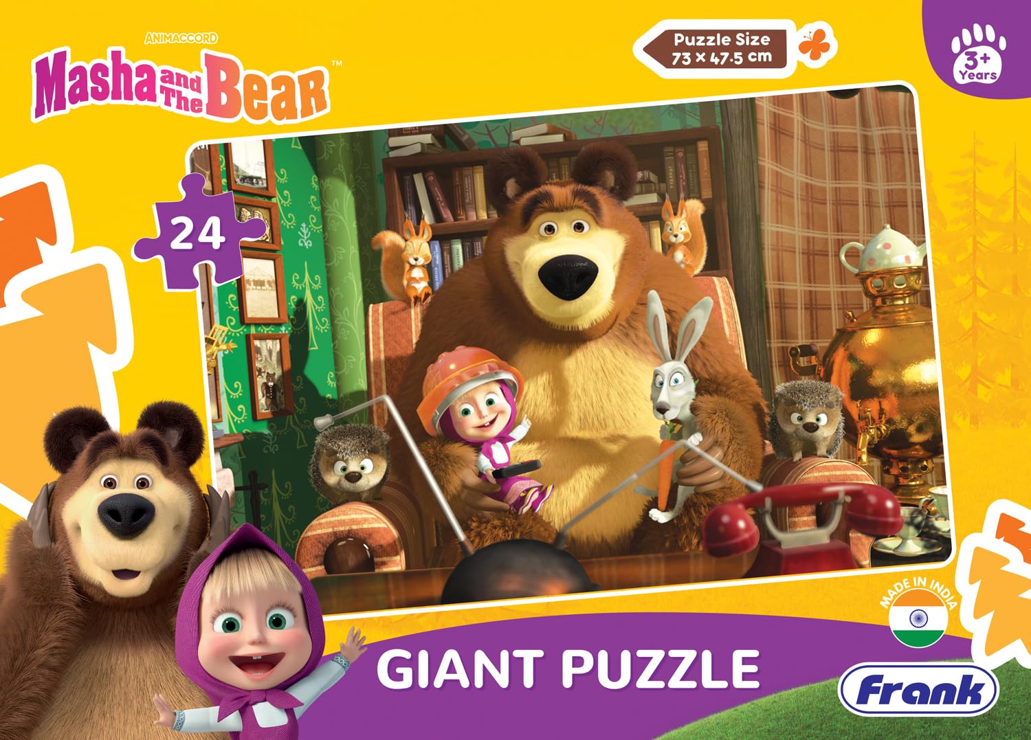 Frank Masha and The Bear Wildlife Giant Floor Jigsaw Puzzle (24 Pieces) for Kids Above 5+ Years - Fun & Challenging Brain Booster Games - for Focus and Memory - 70201