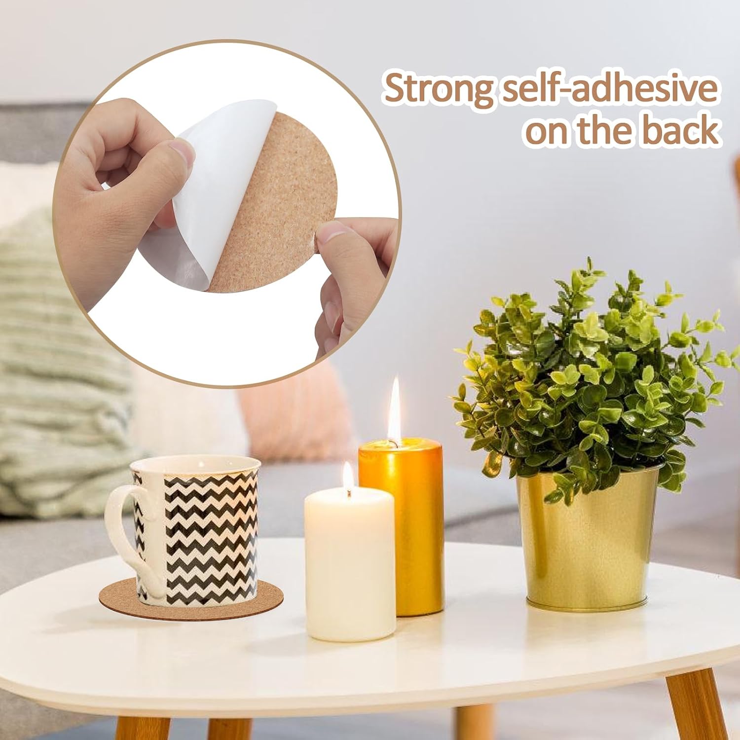 150 Pack Self Adhesive Cork for DIY Coasters 4 Inch Cork Coasters Round Corks Coasters for DIY Crafts, Drinks and Home Tabletop Decoration, Tiles, Mat, Pads