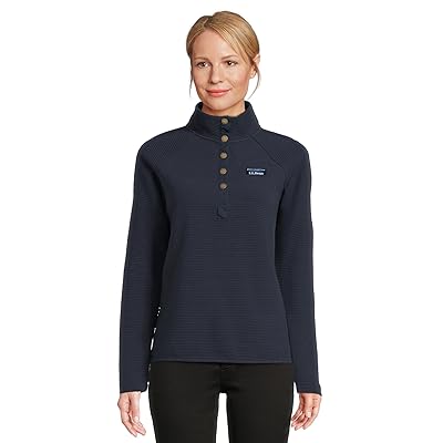 L.L.Bean Lakewashed Ottoman Knit Quarter Snap Women