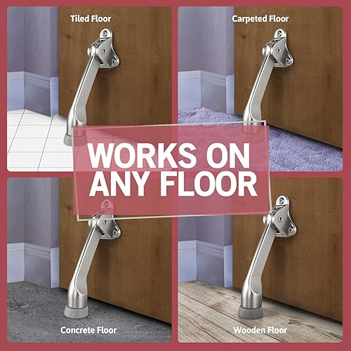 Miniatura 3 de Jack N'Drill - 1 tope de puerta de 4 pulgadas  Con punta de goma antideslizante para suelos de madera, hormigón, baldosas y alfombrados  Funciona en