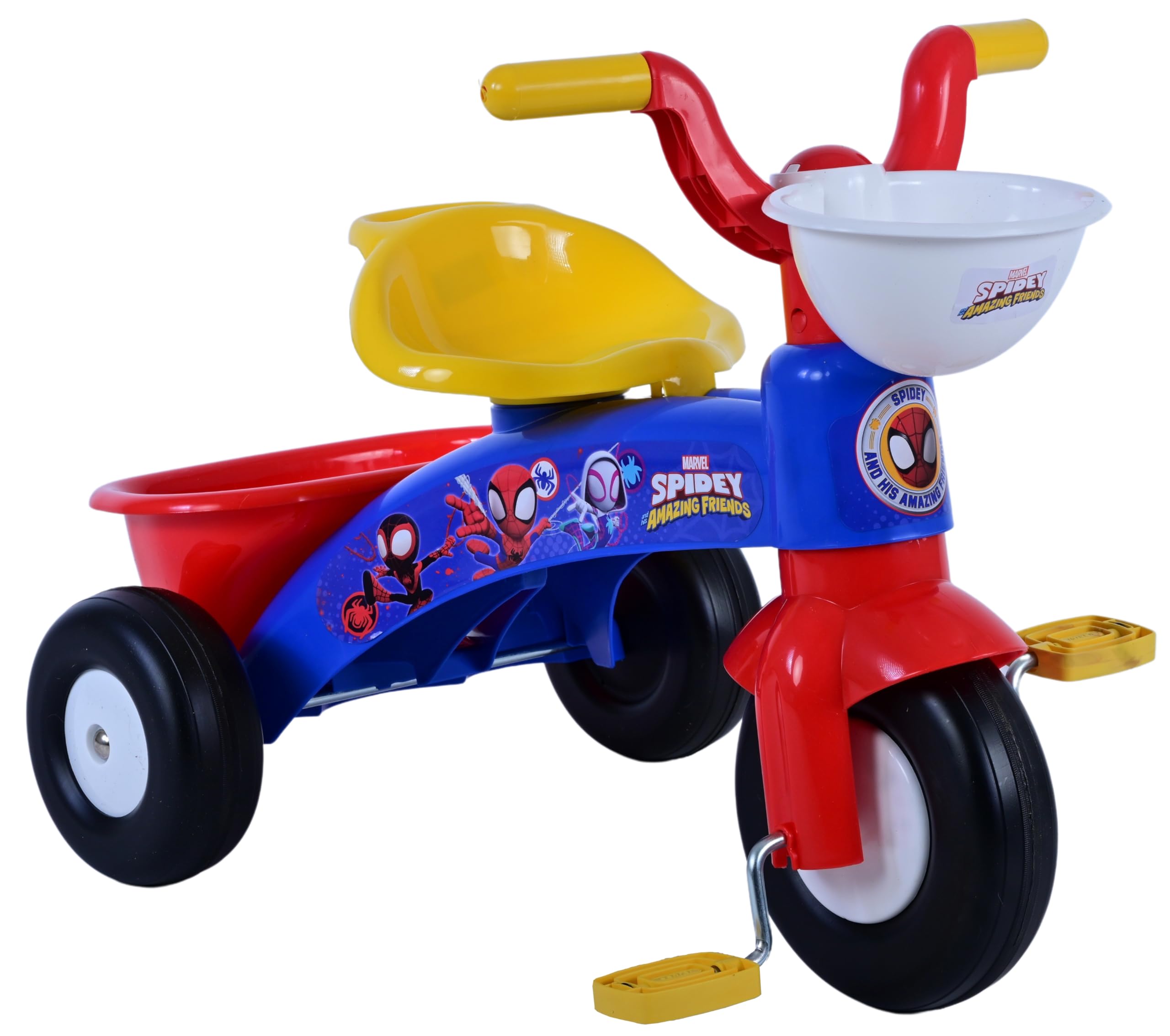 Triciclo primo passi Spidey con cestino e portagiochi per bambini a partire da 1 anno di età