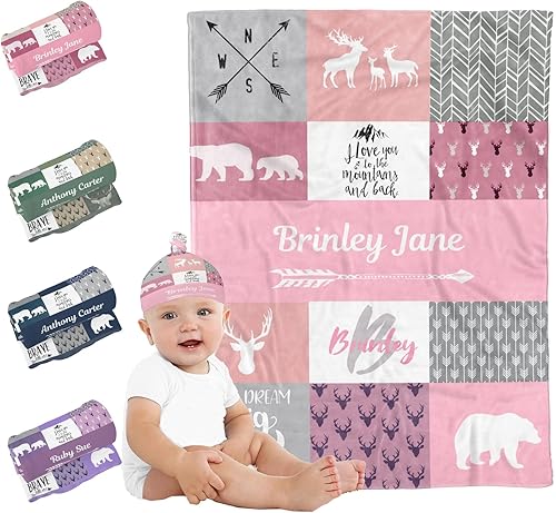 Miniatura 1 de Mantas de bebé personalizadas para niños y niñas, manta de bebé personalizada para niñas y niños, manta de bebé personalizada con nombre Woodland