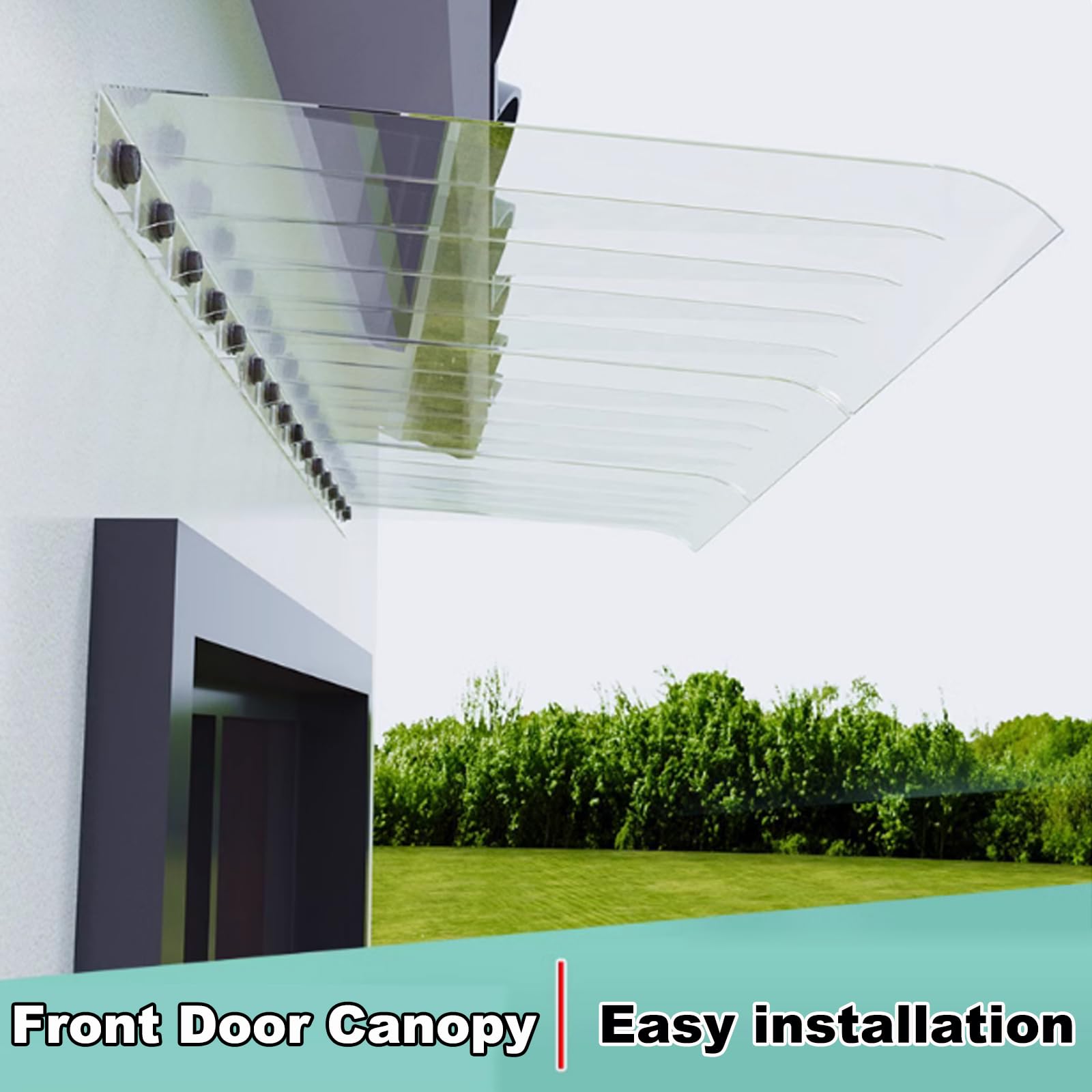 Marquesina Invisible para Puerta,Transparente Toldo Cubierta de Policarbonato,Tejadillo Puerta para Exteriores Insonorizadas,Tejadillo de Protección,con Herrajes (Facade,50x50cm/20 x20)