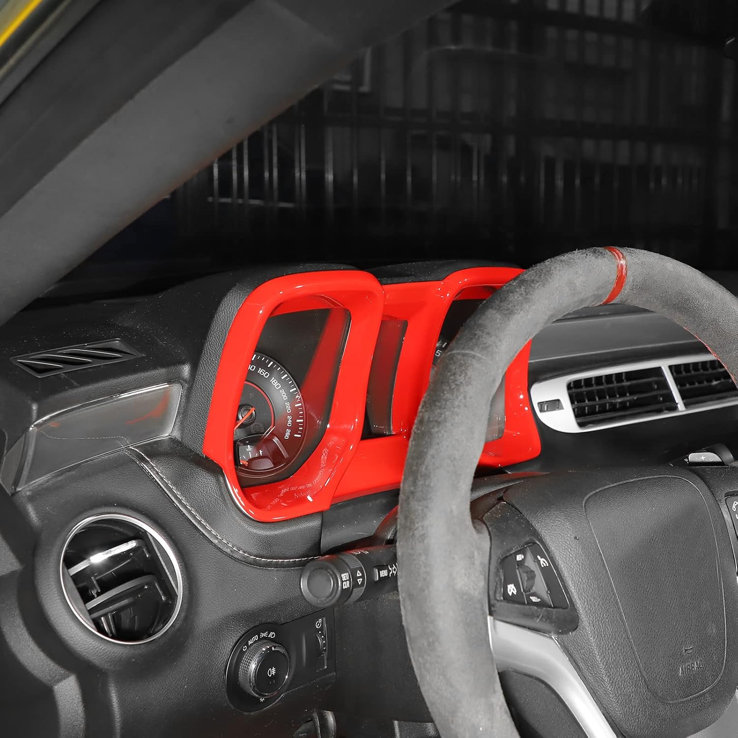 Jimen Compatible with 2010-2015 Chevrolet Camaro Dashboard Cover Dash Board Panel Trim Accessories (Red)