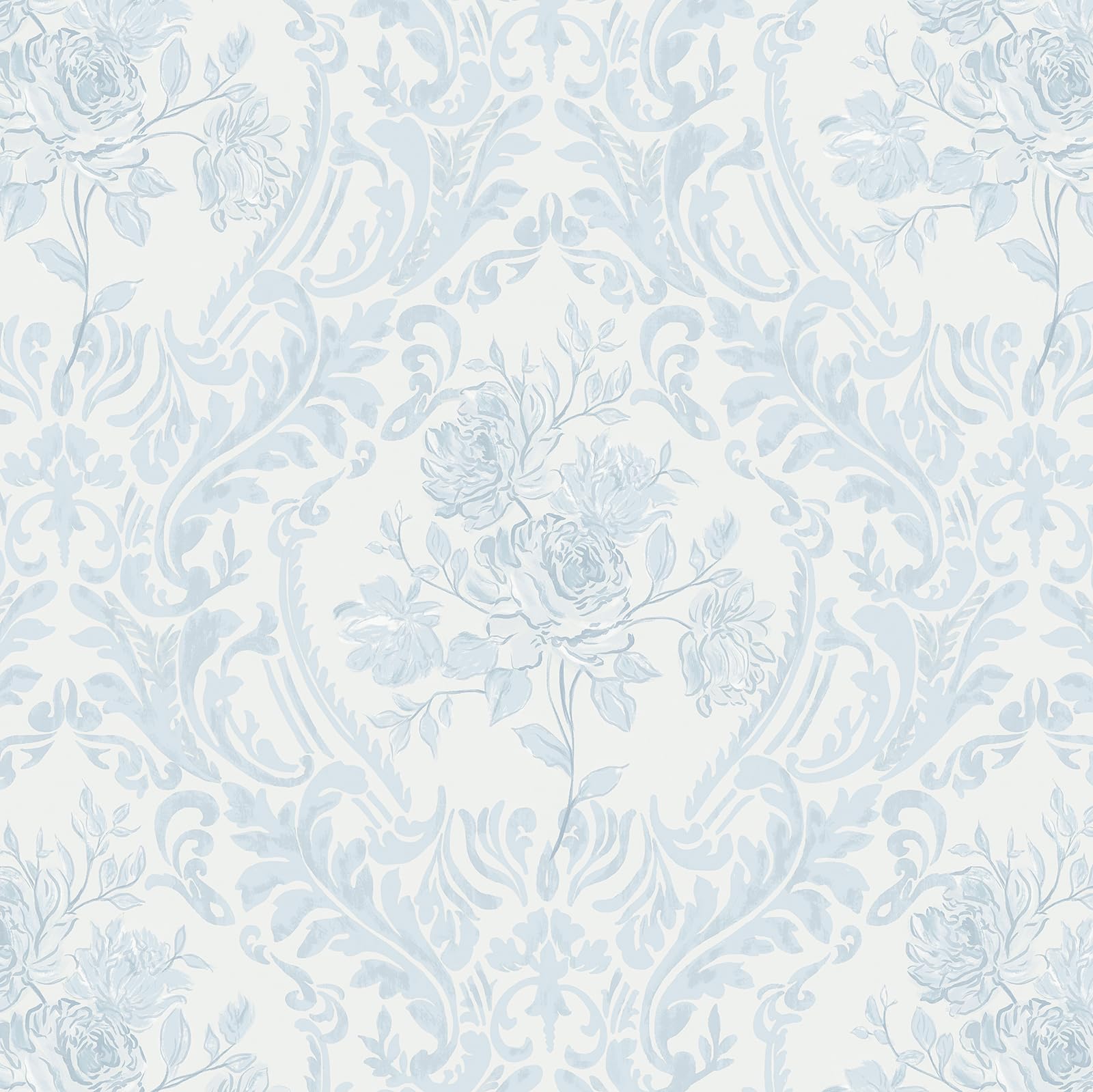 CiCiwind Selbstklebende Tapete Blau Blumen Tapeten 44×300cm Wasserdicht Möbelfolie Vinyl Klebefolie Selbstklebend Abnehmbar Klebetapete Selbstklebend Wand Schränke Möbel