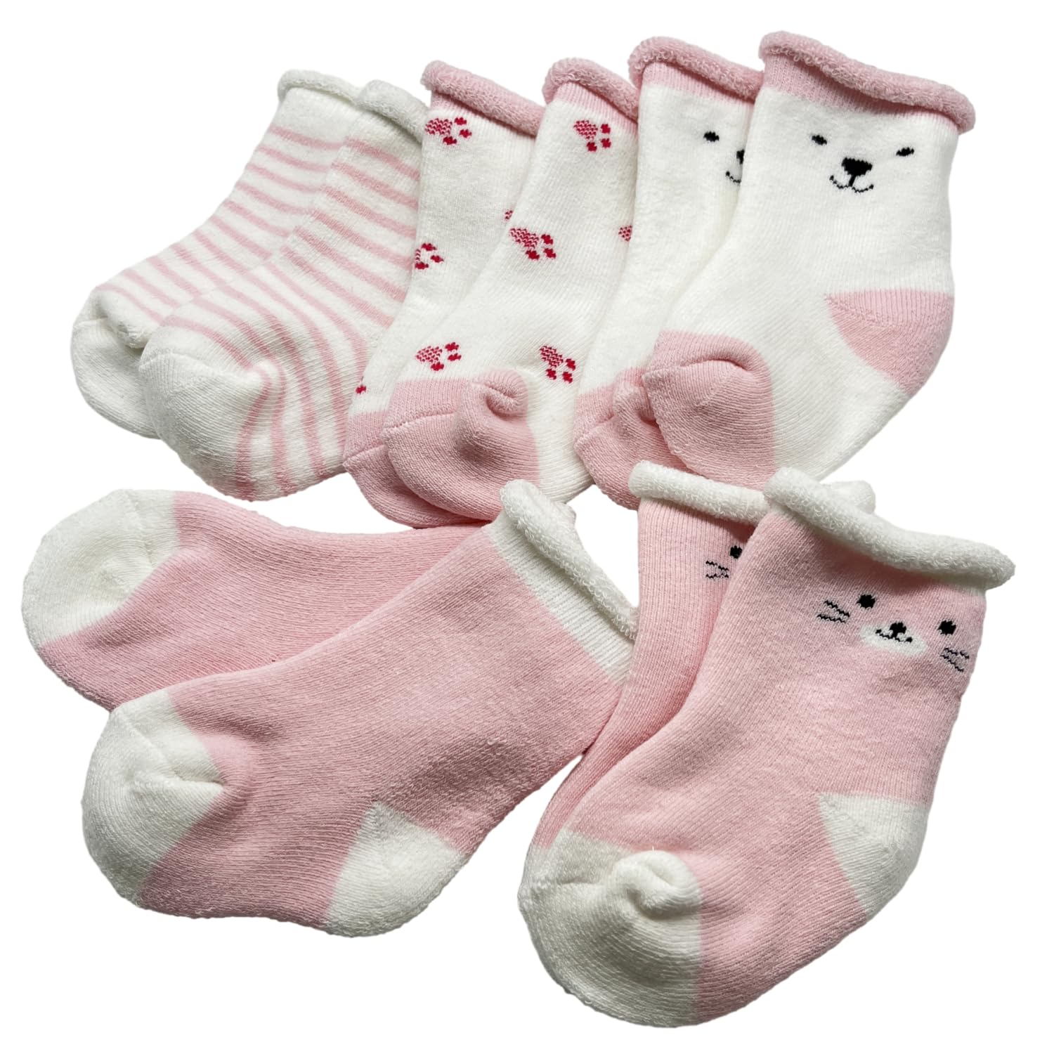 PiPilab Baby Socks 5 Pairs Toddler Cartoon Design Newborn Socks With Combed Cotton