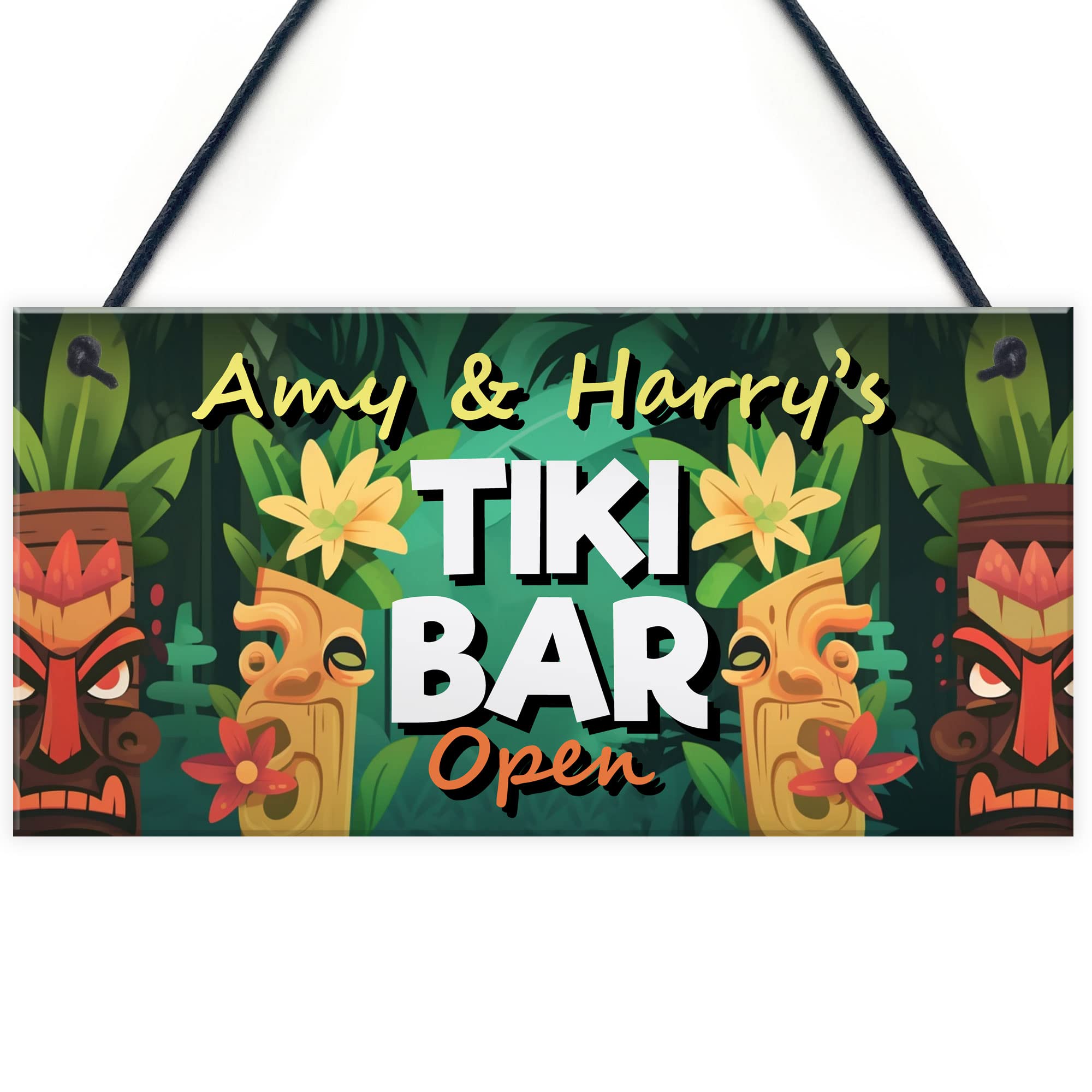 Red Ocean Tiki Bar OPEN Hanging Garden Sign Personalised Bar Pub Plaque Beer Cocktails Beach Decoration Sign Friendship Gift