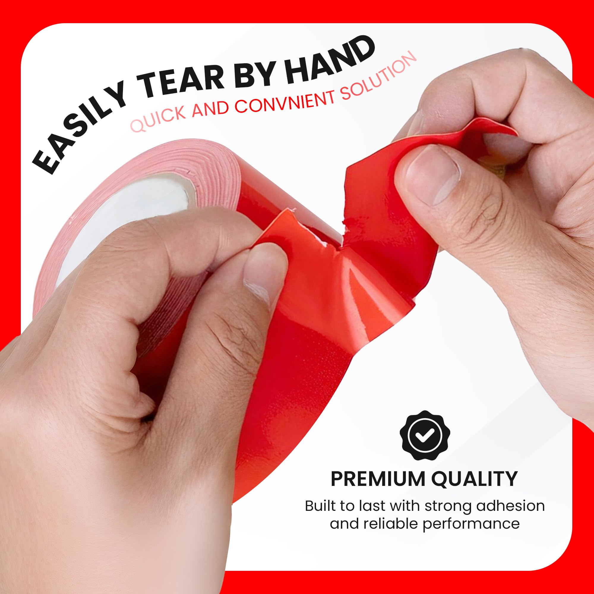 TNCIAD PW Red Duct Tape – 3 Rolls Of Strong Red Heavy Duty 48mm X - View #4