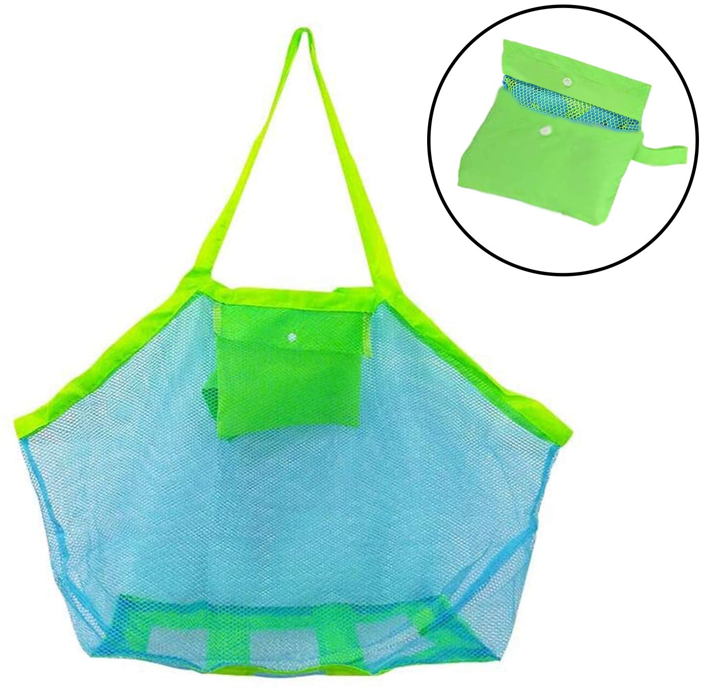Annhao Bolsa Grande de Malla para Juguetes de Playa, Bolsa Plegable, Bolsa de Almacenamiento para Niños al Aire Libre Natación Piscina Viajes Toallas (Verde)