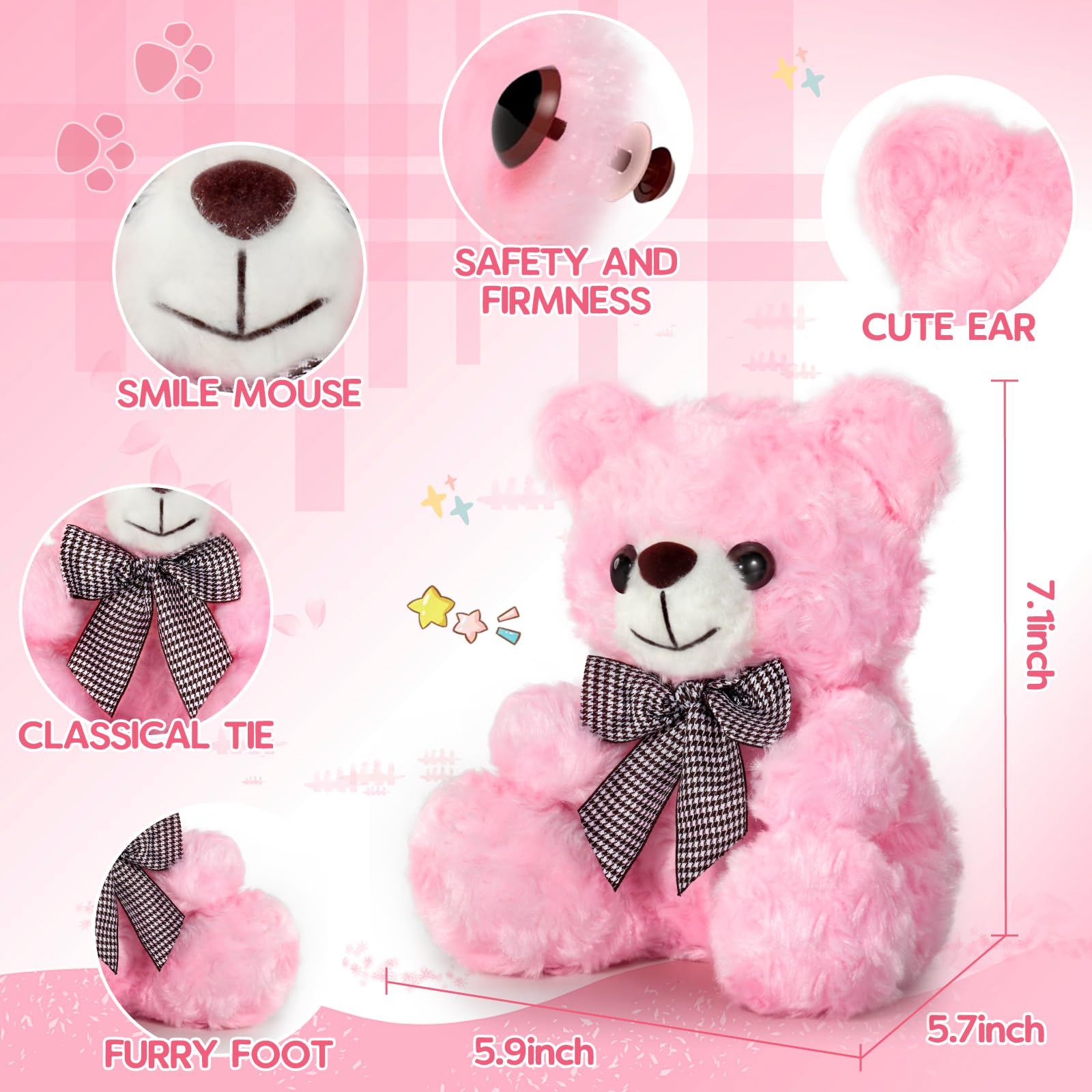 Avokadol Pink Teddy Bear Stuffed Animal - Image 2