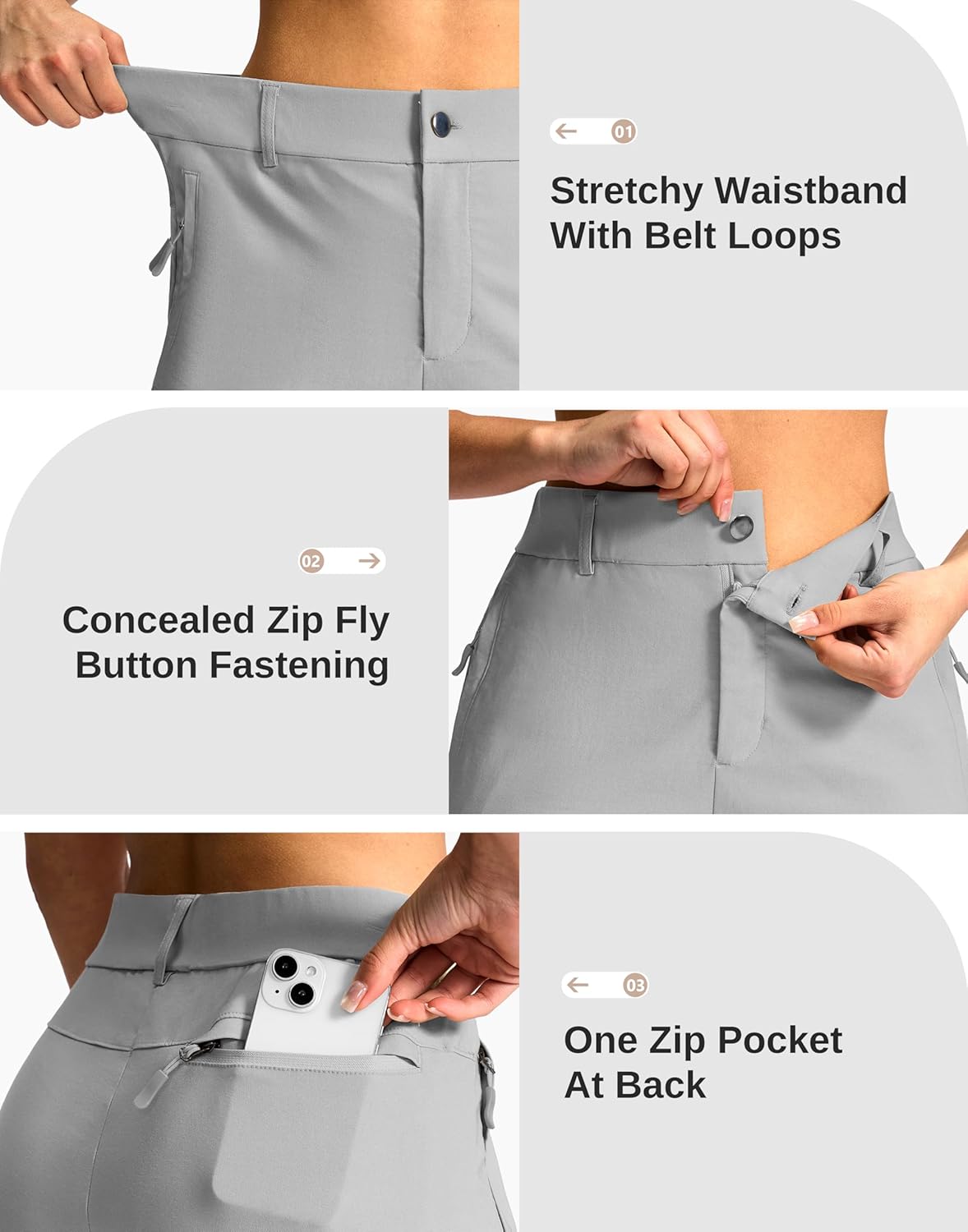 SANTINY Women's 5"/7" Hiking Golf Shorts with 3 Pockets Stretch Quick Dry Outdoor Travel Work Shorts for Women Casual Summer