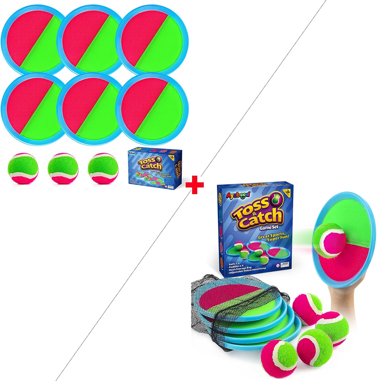 Ayeboovi Toss and Catch Ball Set Outdoor Toys for Kids Beach Pool Toys Yard Games with 8 Paddles 5 Balls for 3 4 5 6 7 8 + Year Old Boys Girls Toys Gifts