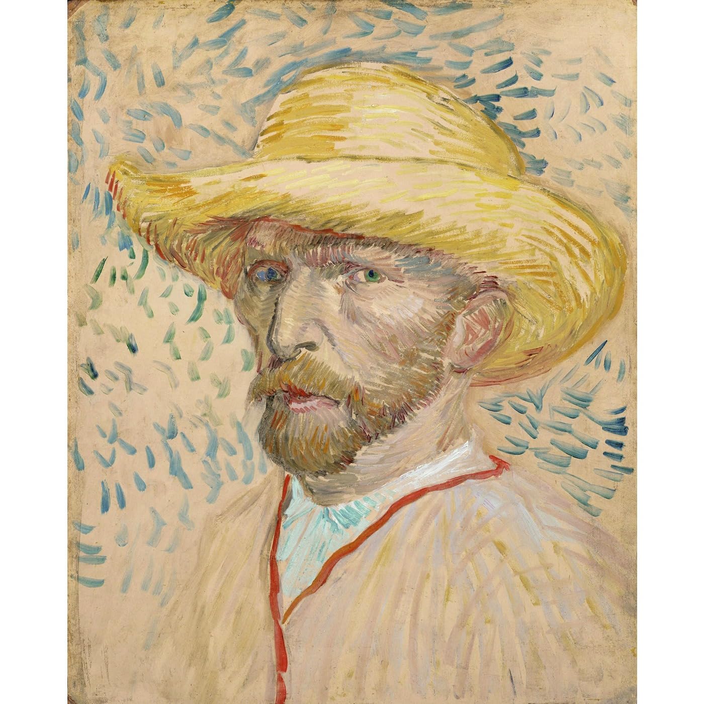 Toile Van Gogh Autoportrait Rose Décoration Maison Bureau Tableau Prêt à Encadrer