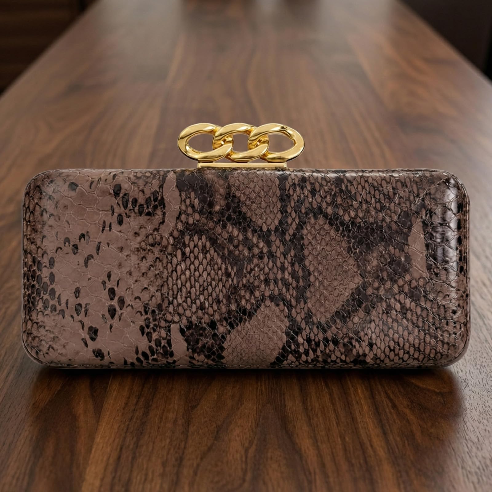 Bolsos de Mano de Piel sintética con Hebilla Dorada, Bolso Cruzado con Estampado de Serpiente, Cadena Desmontable para Mujer, Evento de graduación y ocasión Especial (Estilo 5)