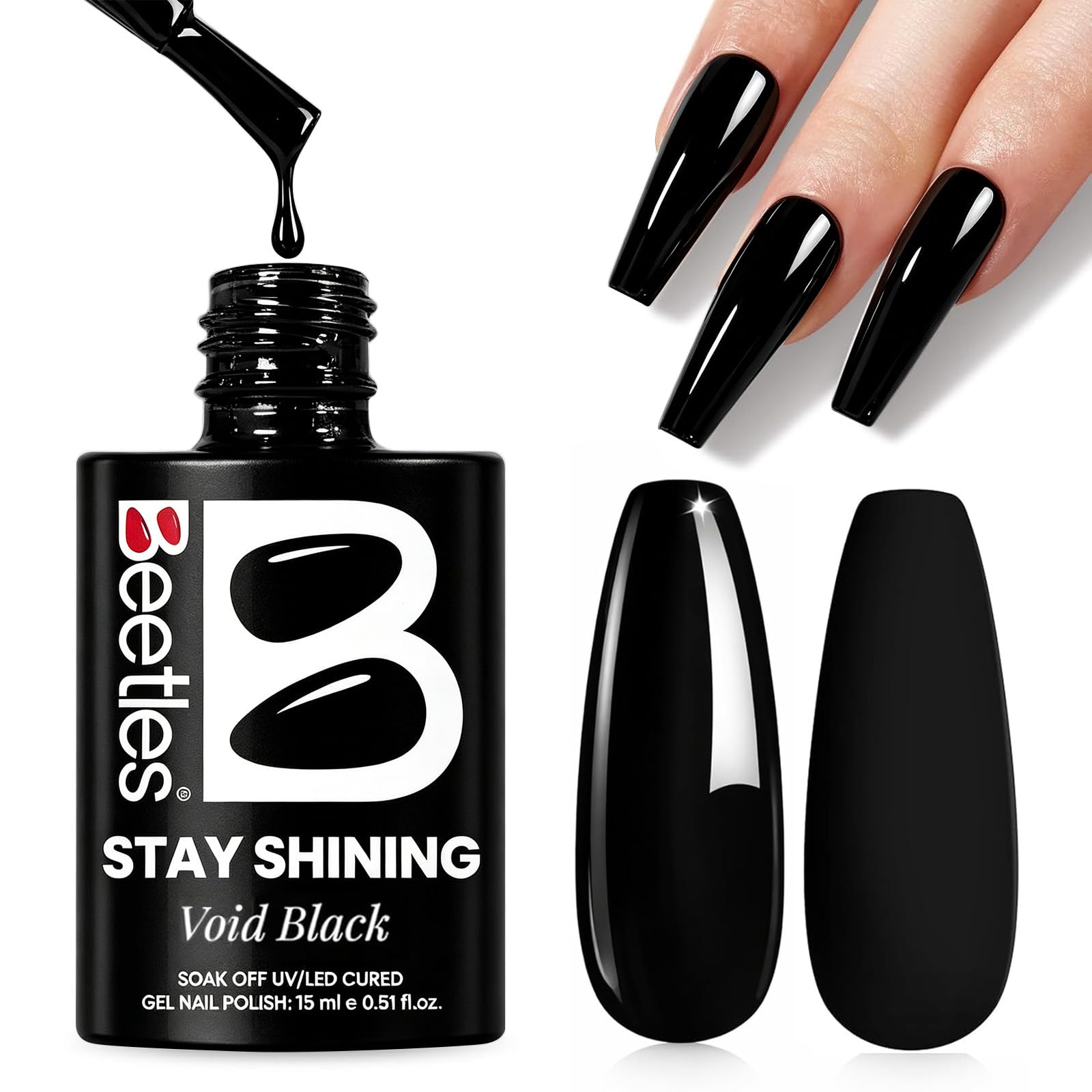Beetles Black Gel Polish - Void Black 15ML (0.51 Fl Oz) | Classic Black for All Seasons - main product image