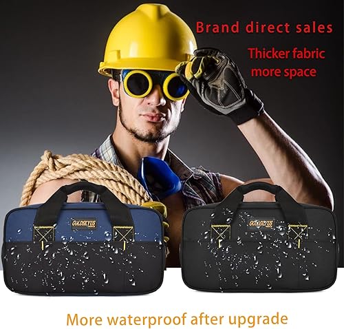 Miniatura 6 de Bolsa de almacenamiento de herramientas de boca ancha con cierre superior de 14 pulgadas, pequeña bolsa de herramientas con impermeabilidad.