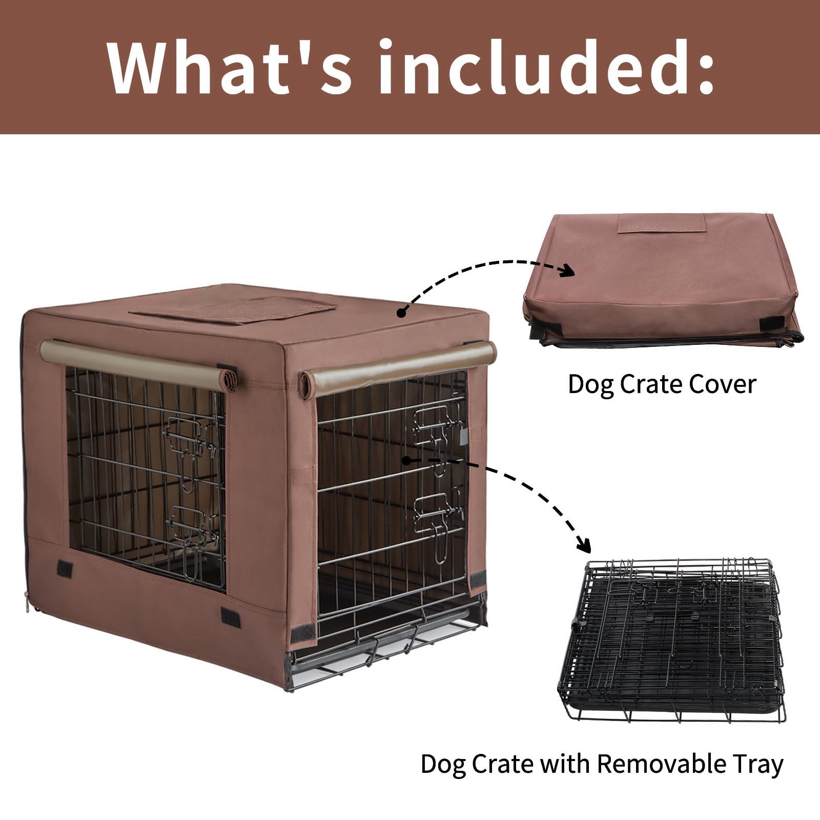 DONORO Jaulas para Perros de tamaño pequeño en Interiores, perreras y Casas de Doble Puerta para Cachorros y Gatos con Cubierta de Jaula para Perros, jaulas Plegables de Metal para Perros, Color
