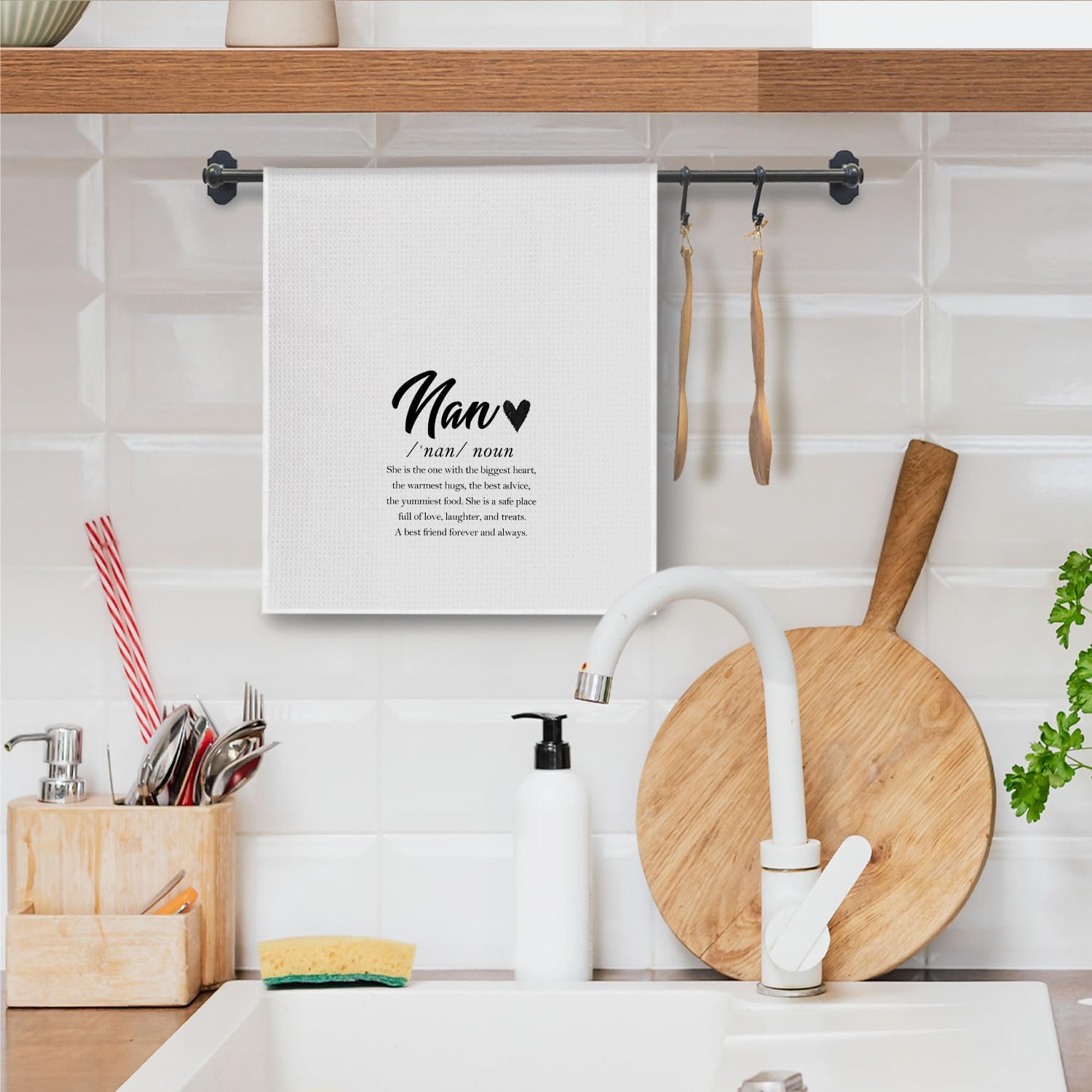 Nan Grandma Kitchen Towels, Nan Gifts for Mother's Day from Grandkids Granddaughter Grandson, Grandmother Birthday Gift, Grandma Hand Dish Tea Decorative Towels, 16x24 Inch - Image 5