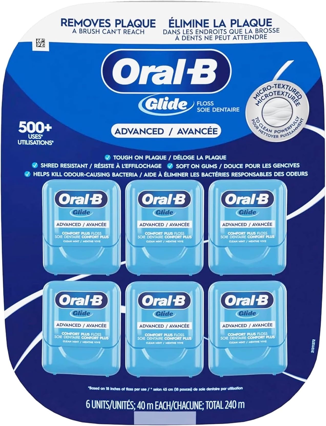 Oral-B Glide Comfort Plus Dental Floss, Clean Mint, 40m – 6 Pack | Smooth, Shred-Resistant, Gentle On Gums