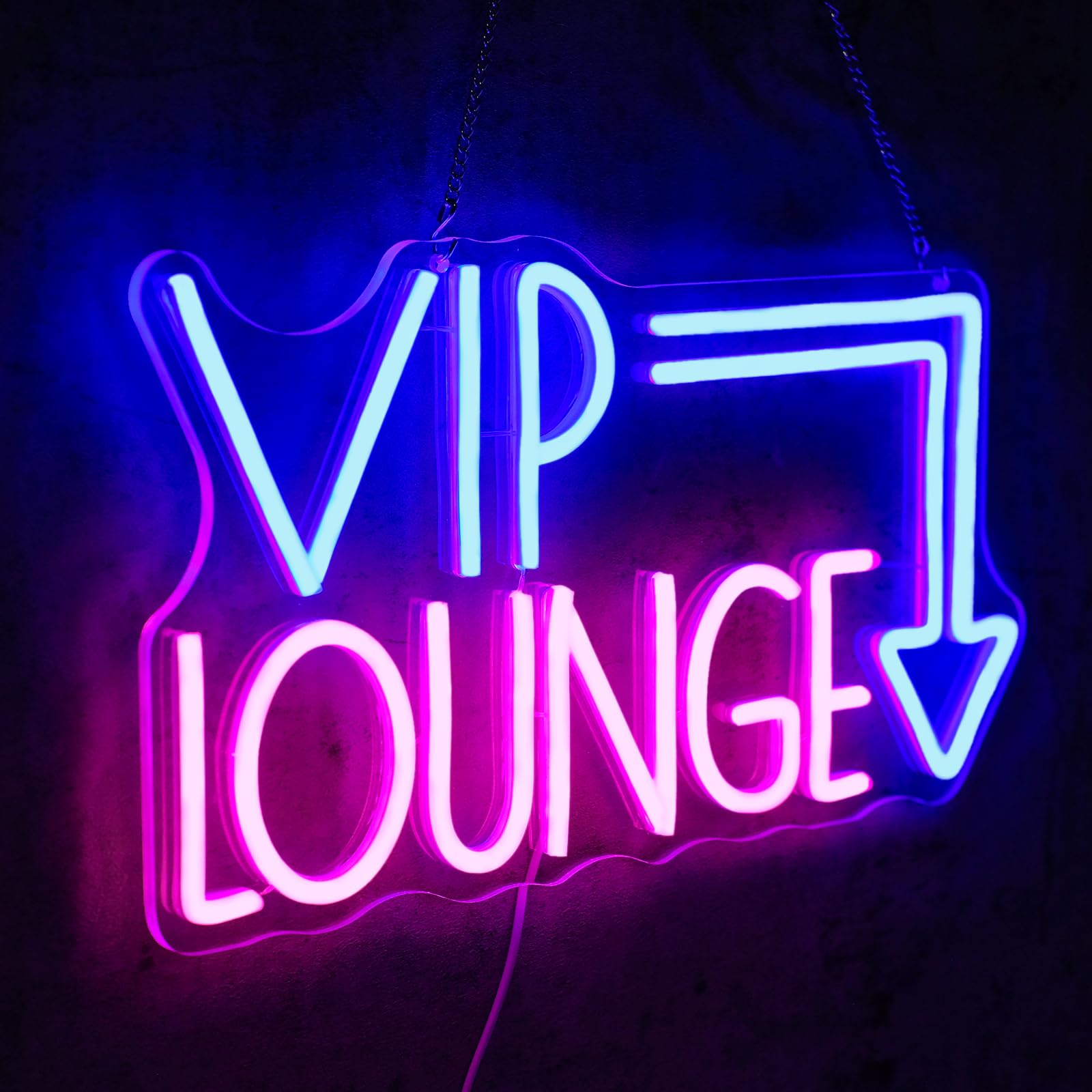 Virlusy VIP Lounge Neon Sign for Wall Decor Dimmable VIP Led Light Signs Pink Blue Letters Neon Light for Bar Hotel Cafe VIP Room Airports Beauty Room Decoration
