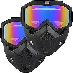 Pacote Com 2 Máscaras De Airsoft, Rosto Inteiro, Máscara Tática, Óculos De Proteção Para Capacete De Motocicleta Com Máscara Facial Removível Para Homens E Mulheres