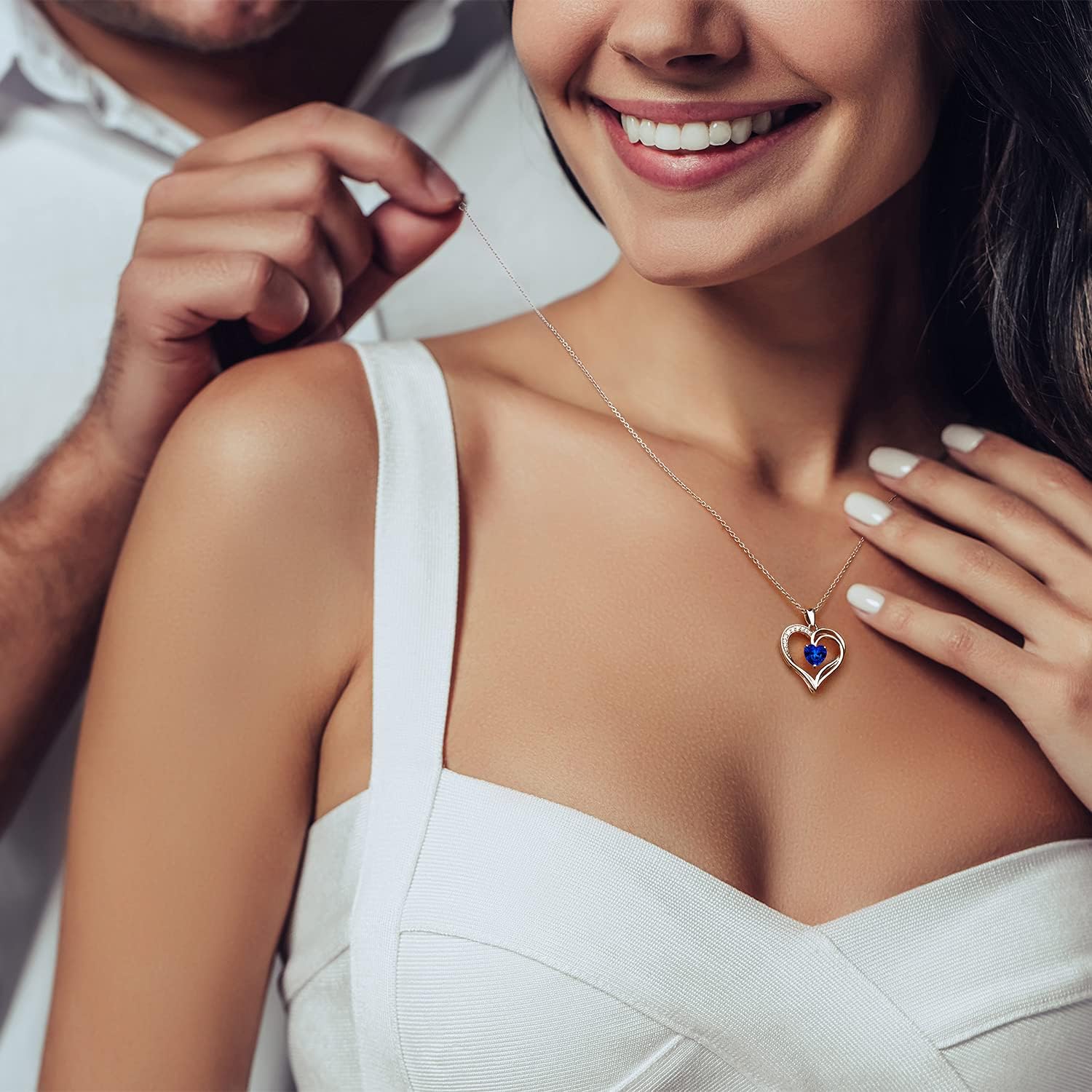 925 Sterling Silver Heart Necklace for Women Birthstone Necklace Silver Jewelry for Womens Jewelry Gifts for Women Her Mom - Image 6