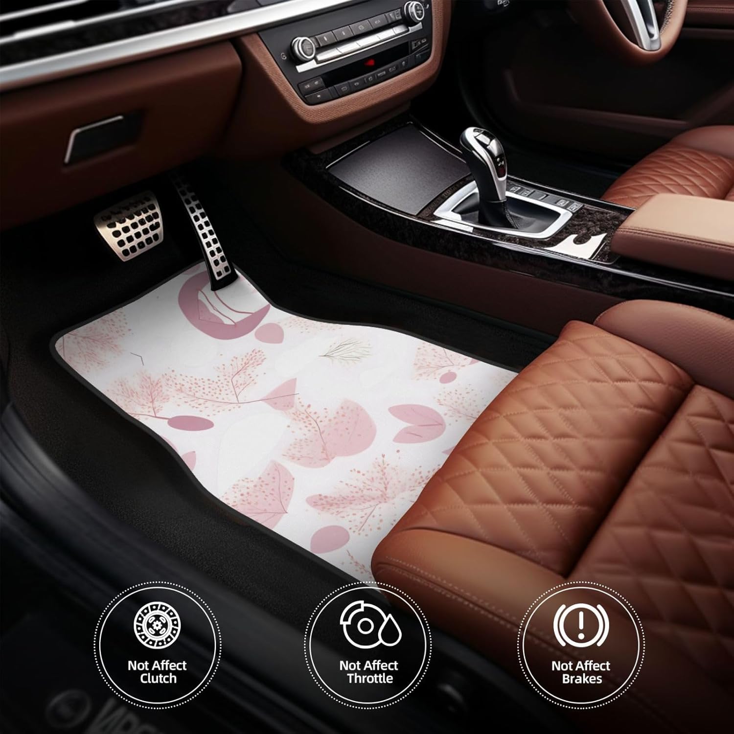 Hand-painted floral line pattern Patterned car mats 4-piece set | For cars/SUVs/trucks | Firm fit without displacement