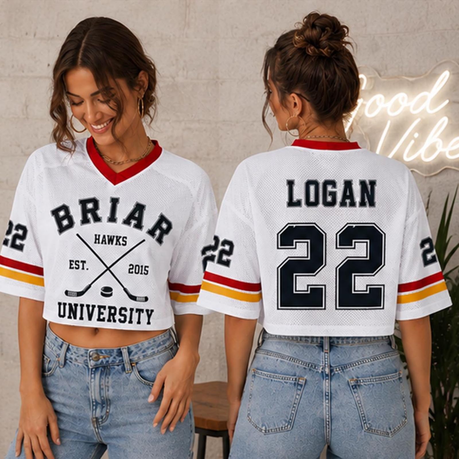 Off Campus Hockey Jersey Graham 44 & Logan 22 & Tucker 46 & Di Laurentis 66 Briar U Jersey Shirt Off Campus Merch Kurzarm Fashion Casual Tshirt Sport Streetwear Top für Damen Herren
