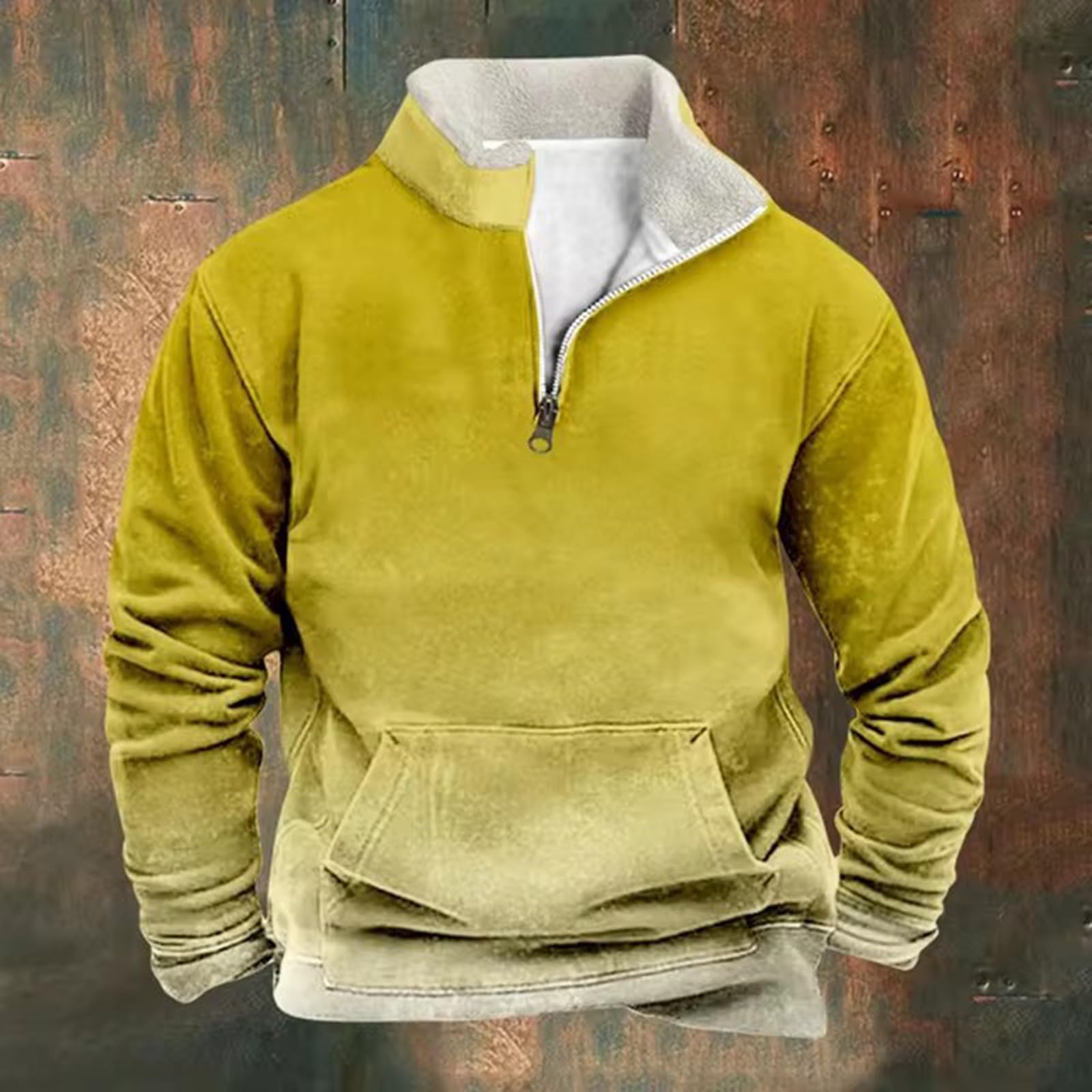 Sudaderas con Capucha Corta Sudadera Nueva para Hombre, De Manga Larga, Cuello Alto, Cremallera, Informal, Parches, Degradado Chaleco Novio Ropa Gym Hombre Proteccion Solar Muscle Fit