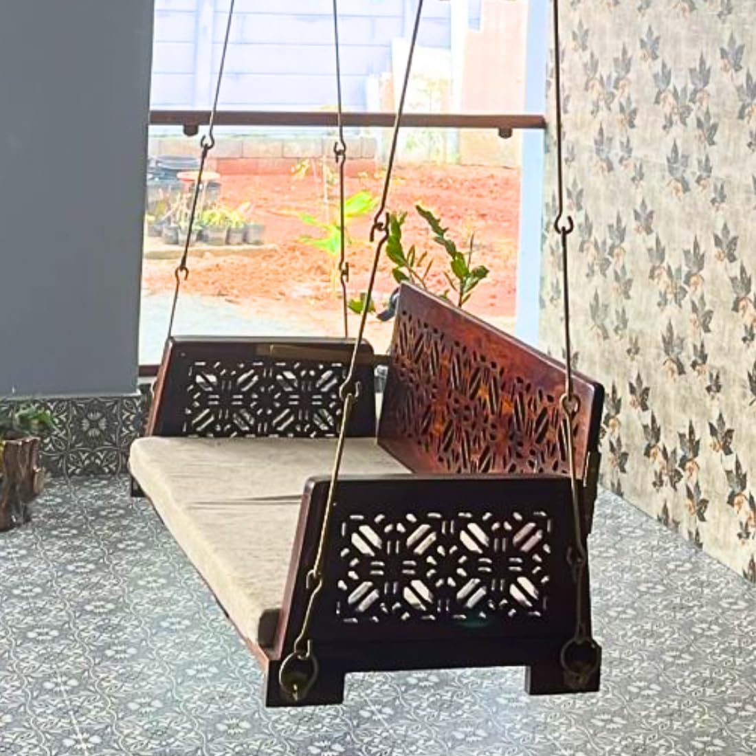 Wooden Reversible Swing/Jhula for Living Room, Home, Bedroom (Honey) - Avi