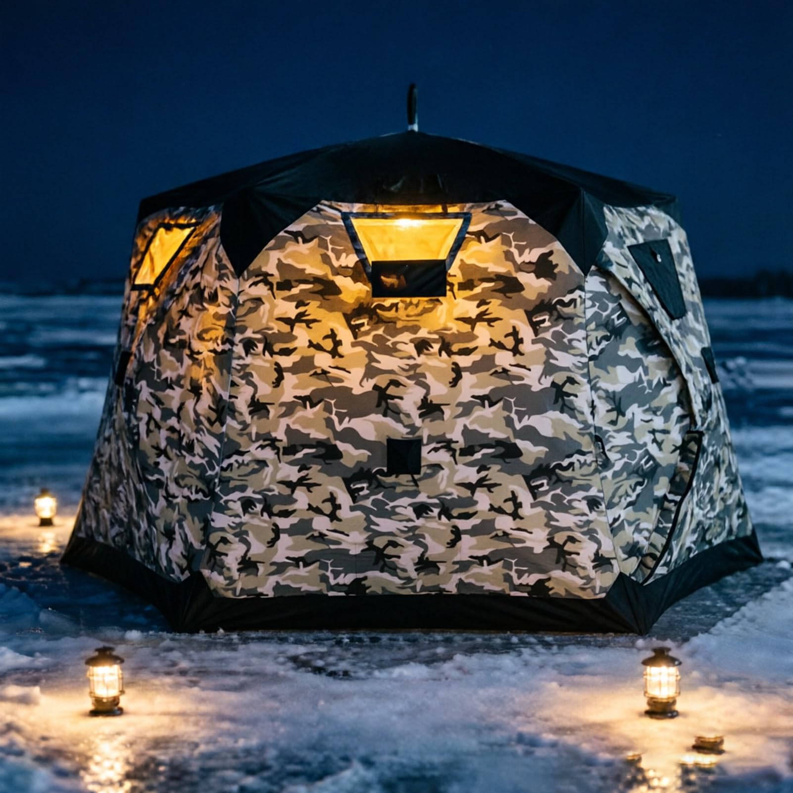 PrzenośNy Parasol PrzeciwsłOneczny, Wodoodporny Baldachim WęDkarski 3.3mCamouflage