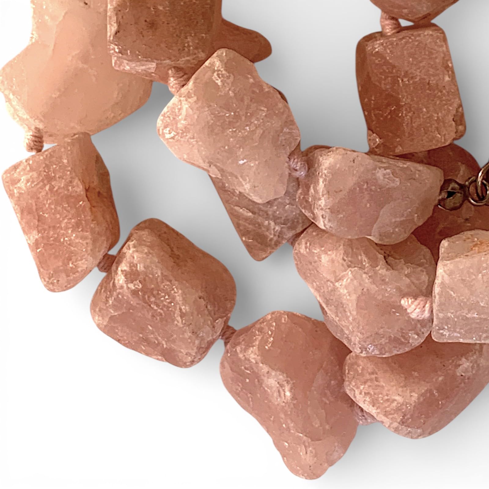 Collana Artigianale in Quarzo Rosa Pietra Naturale Gioiello Uomo Donna Arte Design D 25cm
