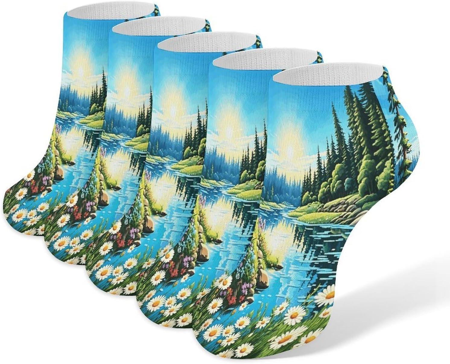 Forest Riverside 5Pairs Low Cut Ankle Socks for Women No Show Casual Breathable Athletic Socks for Sport