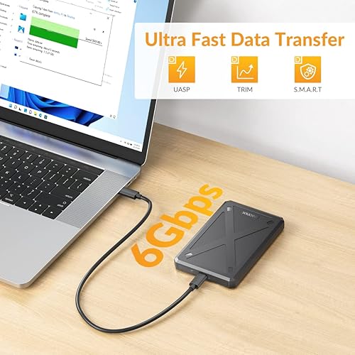 Miniatura 10 de iDsonix - Carcasa para disco duro de 2.5 pulgadas, 6Gbps USB 3.1 a SATA III sin herramientas, para disco duro externo de 0.276 in0.374 in 2.5" HDD