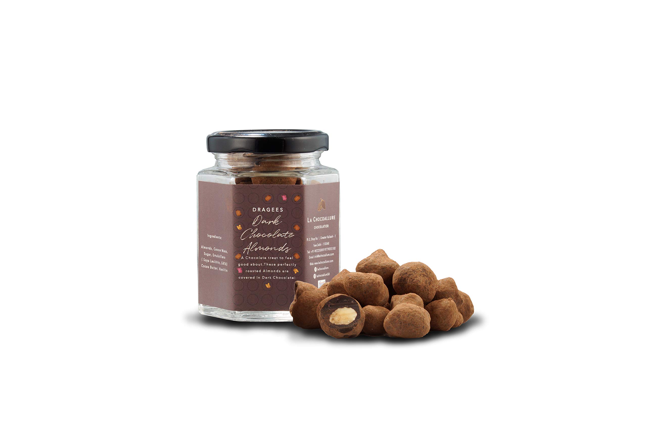 LA CHOCOALLURE Plain Dark Chocolate Fudgy in Hexagonal Jar (100 gms).