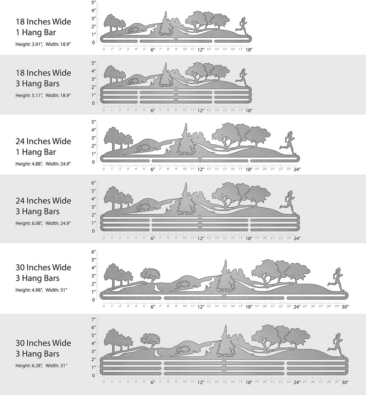 Allied Medal Hangers - Trailscape - Male or Female Runner - Multiple Variations Offered - Sports Awards Holder Display Hanger Rack