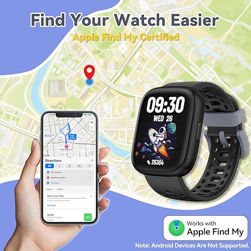 Miniatura 5 de EURANS Reloj de seguimiento de actividad compatible con Apple Find My, no requiere aplicaciónteléfono, podómetro para niños, monitor de frecuencia