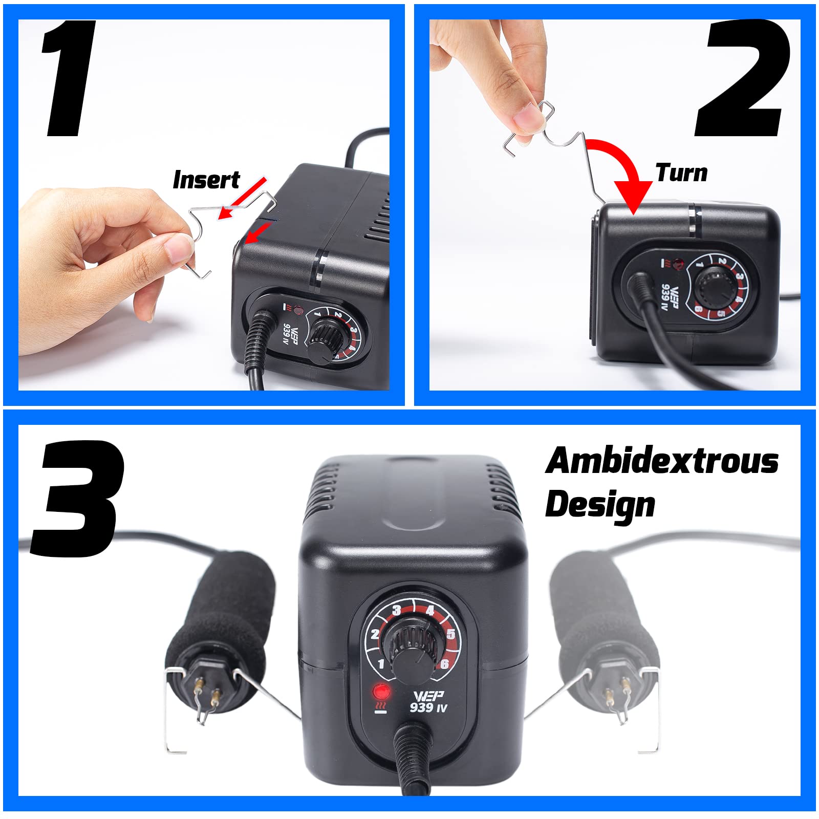 WEP 939-IV Wood Burning Kit with Quick-Change Woodburning Tool Wire-Nib Tips 250-600â„ƒ/482-1112â„‰ Adjustable with 5 Wood Burner Tips, Tip Removal Tool, Wood Burning Pen Holder, 2 Wood Pieces, Guidebook