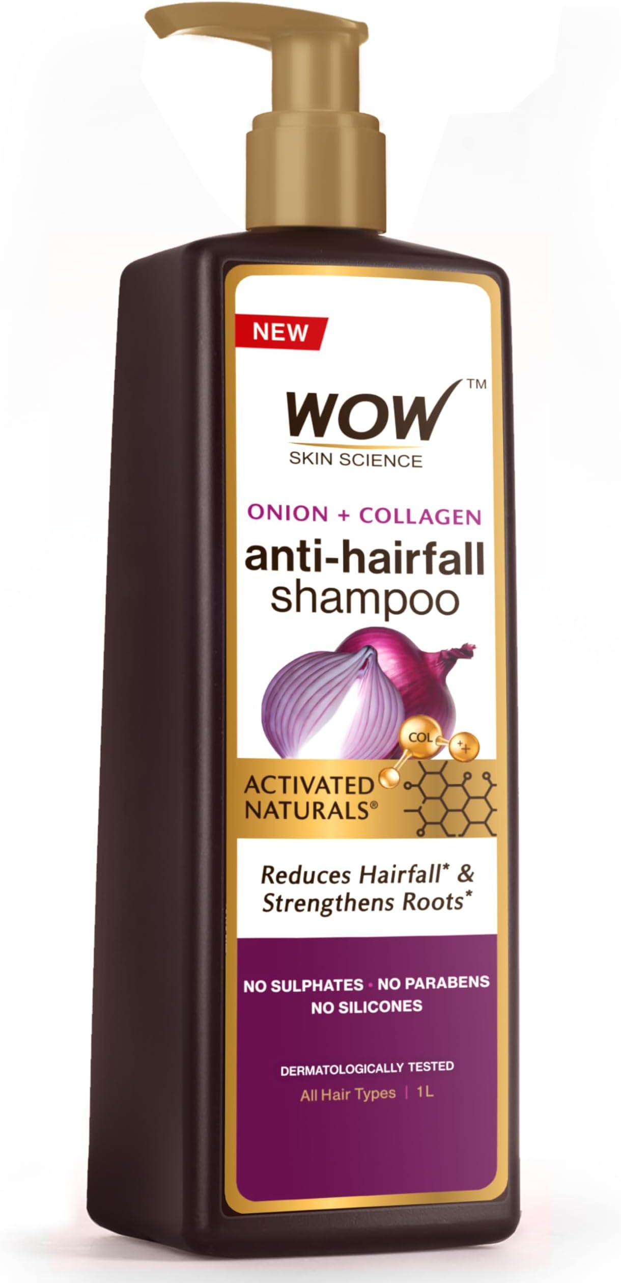 Onion Shampoo With Red Onion Seed Oil Extract, Black Seed Oil & Pro-Vitamin B5 - No Parabens, Sulphates, Silicones, Color & Peg - 1L