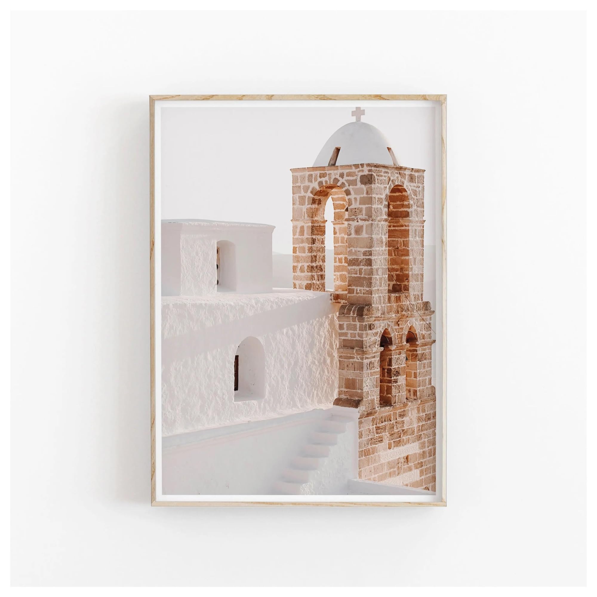 Pintura en lienzo de Santorini: arte de pared con arquitectura retro de Grecia