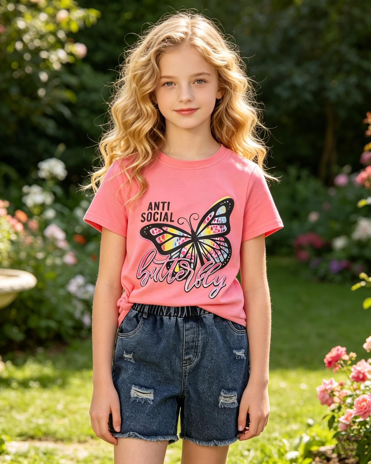 7-14Y Tween Girl Clothes 2 Piece Short Sleeve Tie Dye Heart Print Top and Shorts Teen Girl Summer Outfits Short Set