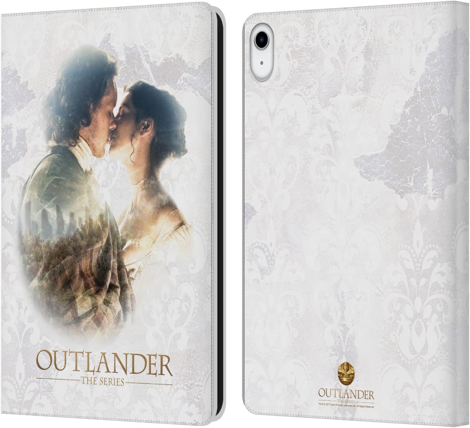 Head Case Designs Officially Licensed Outlander Claire & Jamie Kiss Portraits Leather Wallet Case Compatible with Apple iPad 10.9 2022/2025